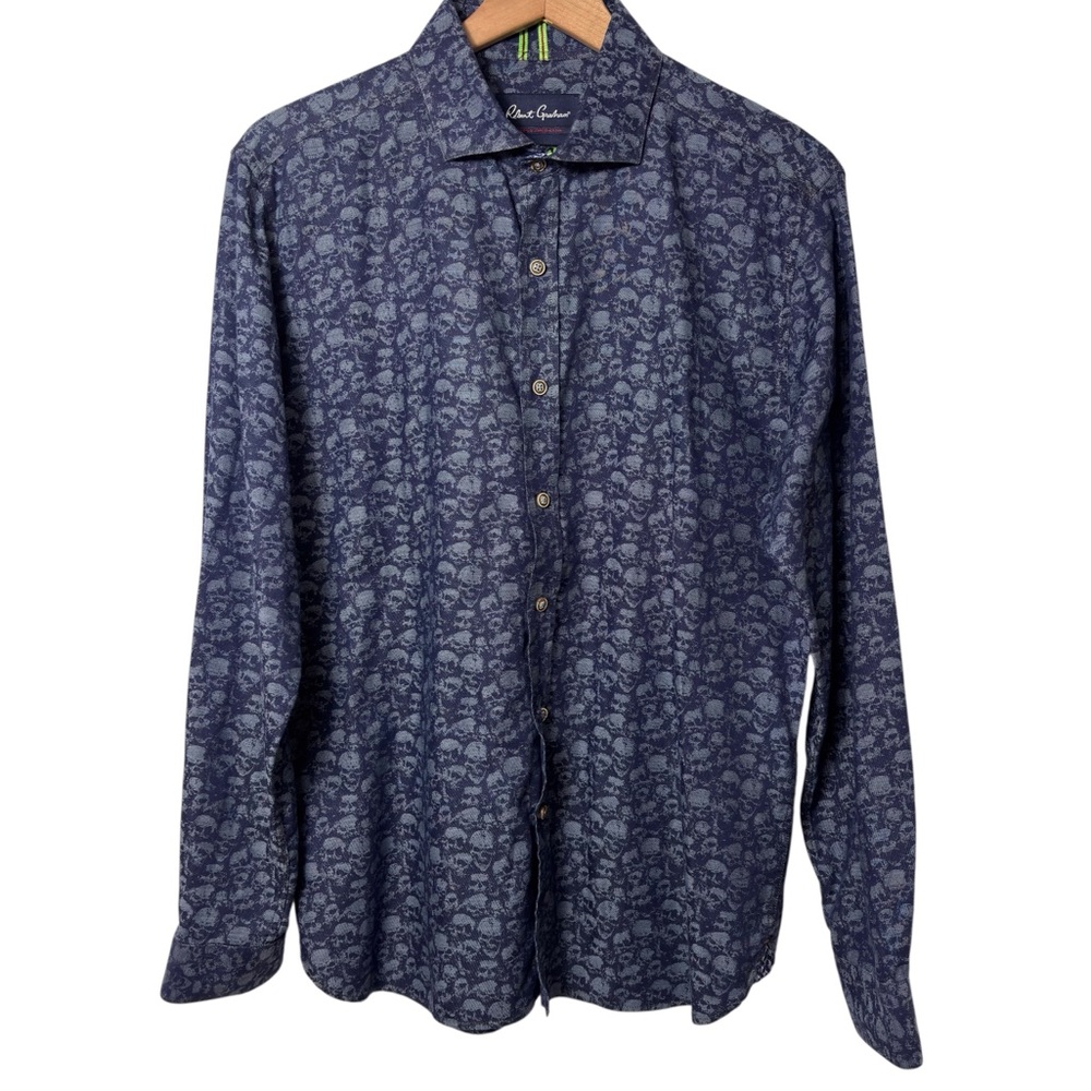 ROBERT GRAHAM MODERN AMERICANA BLUE SKULL MEN LONG SLEEVE BUTTON DOWN NO SIZE